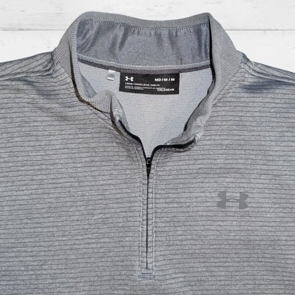 Under Armour ColdGear Quarter Zip Pullover Men’s Medium Gray Performance Top - Picture 8 of 10